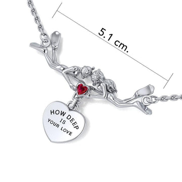 Freedivers Sterling Silver Necklace with Dangling Heart Gemstone TNC440 - Jewelry